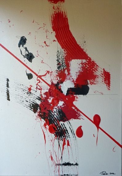 Aufprall - 40 cm x 60 cm, Acryl und Mischtechnik 