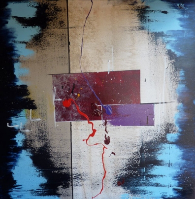 out of nowhere - 70 cmx 70 cm, Acryl und Mischtechnik auf Leinwand  