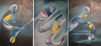 Trilogie - 3 Bilder à 70 x 80 cm, Acryl und Mischtechnik auf Leinwand 