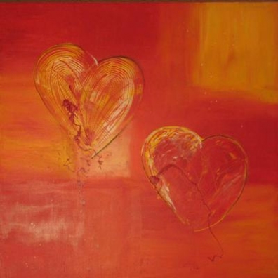 the heart - 80 x 80 cm, Acryl und Mischtechnik auf Leinwand (verkauft) 