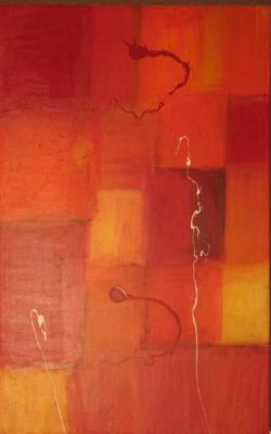 Impressionen in rot - 70 x 80 cm, Acryl und Mischtechnik auf Leinwand (verkauft) 