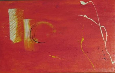 Rote Sonne - 30 x 40 cm,  Acryl und Mischtechnik auf Leinwand (verkauft) 
