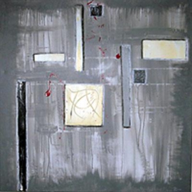 Impressionen in grau - 100 x 100 cm,  Acryl und Mischtechnik auf Leinwand 