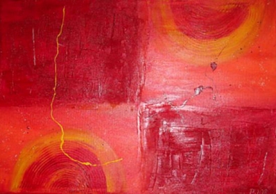 sunset of Male - 50 x 70 cm, Acryl und Mischtechnik mit feinem Sand von den Malediven auf Leinwand 