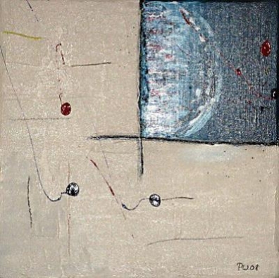 Verbindung Mond und Erde - 40 x 40 cm, Acryl und Mischtechnik auf Leinwand 