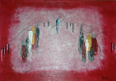 Verbunden im Traum - 60 x 40 cm, Acryl und Mischtechnik auf Leinwand 