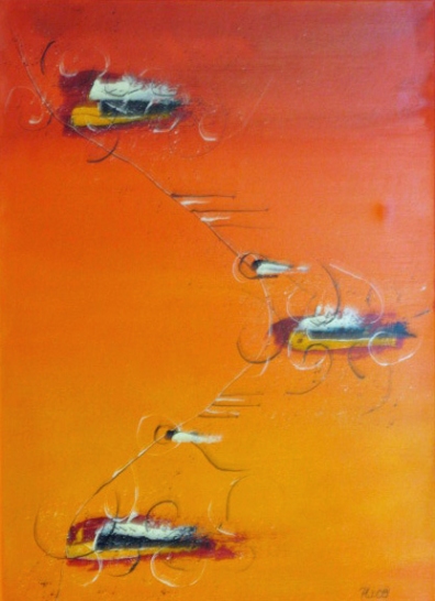 falling down - 40 x 60 cm, Acryl und Mischtechnik auf Leinwand 