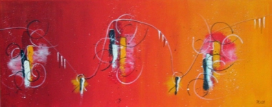 la poesia - 40 x 120 cm, Acryl und Mischtechnik auf Leinwand (verkauft)  