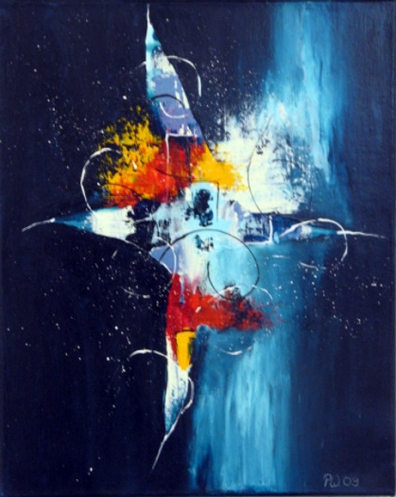 Per aspera ad astra - 40 x 50 cm, Acryl und Mischtechnik auf Leinwand (verkauft)  