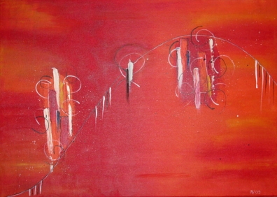 Chaos und Ordnung - 50 x 70 cm, Acryl und Mischtechnik auf Leinwand (verkauft) 