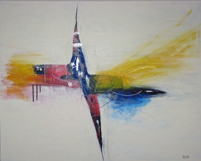 Vom Winde verweht - 90 x 100 cm, Acryl und Mischtechnik auf Leinwand  