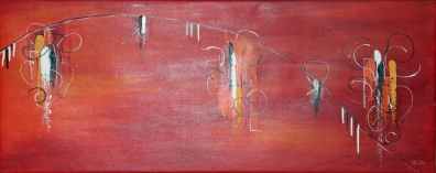 La Ola - 40 x 100 cm, Acryl und Mischtechnik auf Leinwand 