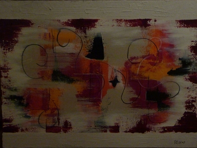 Bewegen - 50 x 80 cm, Acryl und Mischtechnik mit Sand aus den Dom. Rebublik auf Leinwand 