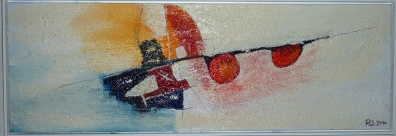 Ausbrechen - 30 x 90 cm, Acryl und Mischtechnik mit Sand von der Insel Cres auf Leinwand, gerahmt 