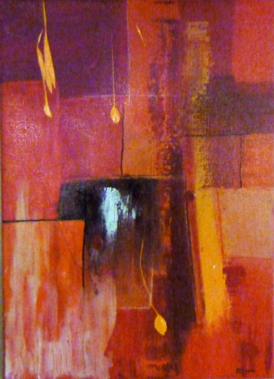 Feuerfluss - 40 x 70 cm, Acryl und Mischtechnik auf Leinwand  