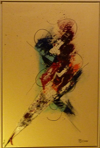 Verschmelzen - 40 x 60 cm, Acryl und Mischtechnik mit Vulkansand der Azoreninsel Pico auf Leinwand, gerahmt (verkauft) 
