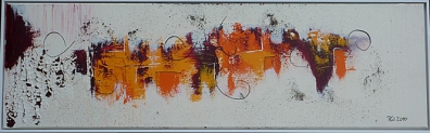 Vor dem Ausbruch - 40 x 90 cm Acryl und Mischtechnik auf Leinwand, gerahmt  